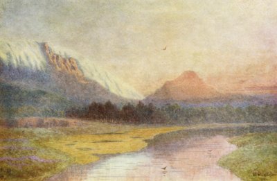 獅子頭の夕日、南東の風の影響（カラーリトグラフ） 作： Wilhelm Westhofen