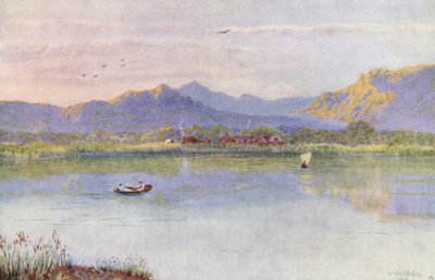 レイクサイドにて、コンスタンシア方面を見る（カラーリトグラフ） 作： Wilhelm Westhofen