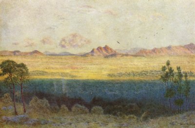 青い影、ローデスの記念碑からの眺め（カラーリトグラフ） 作： Wilhelm Westhofen