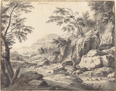 滝のある古典的な風景 作： Wilhelm von Bemmel