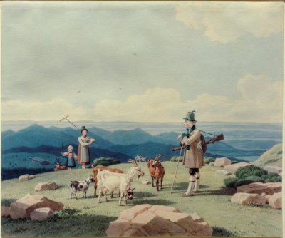 Hirschbergの酪農家と子供を持つハンター 作： Wilhelm von Kobell