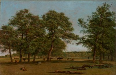ディートラムスツェル近くのヴァイドーエン (古いオークのある牧草地の風景) 作： Wilhelm von Kobell