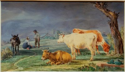 バイエルンのオーバーランド地方の牧草地の風景 作： Wilhelm von Kobell