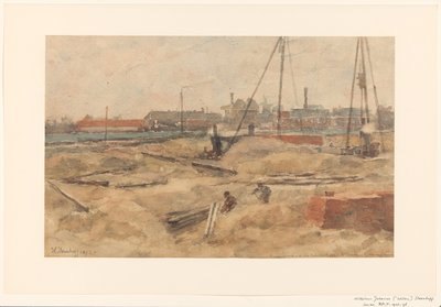Wilhelmina Gasthuis の建築現場 作： Wilhelmus Johannes Steenhoff