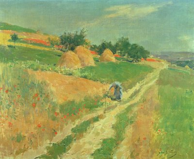 野生の花を摘む 作： Willard Leroy Metcalf