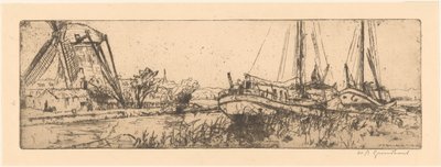 De Vliet (原題) 作： Willem Adrianus Grondhout (signed by artist)