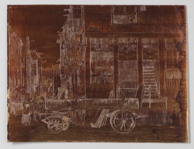 前景に車があるアムステルダムの旧市街 作： Willem Adrianus Grondhout (signed by artist)