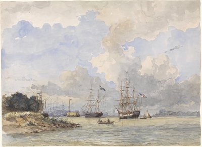 ロッテルダムへのマース、アメリカとスウェーデンの船で 作： Willem Anthonie van Deventer