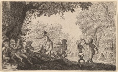 右側のダンス カップルと Bacchanal 作： Willem Basse