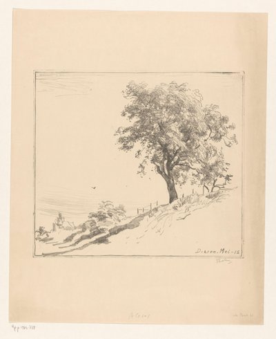 ディーレンの堤防に木のある風景 堤防の木（原題） 作： Willem Bastiaan Tholen (signed by artist)