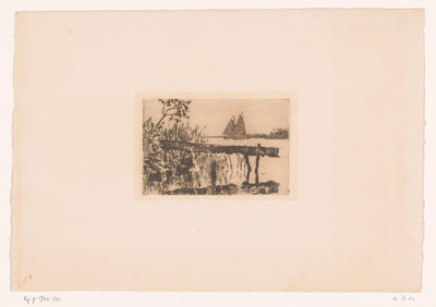 海岸の通路、その後ろに 2 隻の帆船 ダーク（原題） 作： Willem Bastiaan Tholen