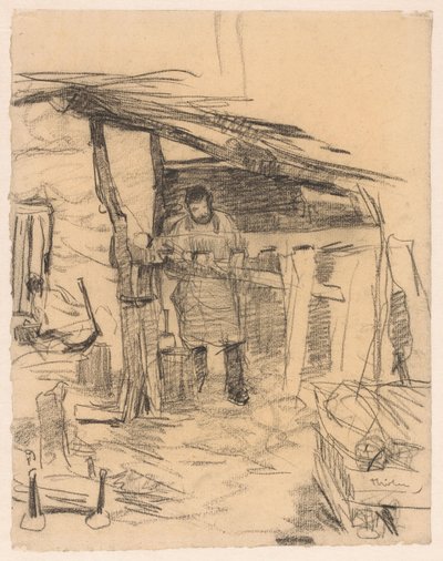 小屋の枠を作る大工さん 作： Willem Bastiaan Tholen