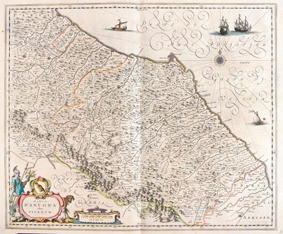 イタリア、マルケ州アンコーナ、アムステルダム、ウィレム・ブラウ作「Theatrum Orbis Terrarum, sive Atlas Novus」所蔵 作： Willem Blaeu