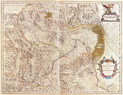 イタリアのベッルーノとフェルトレ（アムステルダム、ウィレム・ブラウ著『Theatrum Orbis Terrarum, sive Atlas Novus』所収 作： Willem Blaeu