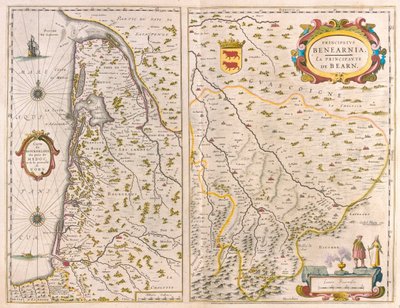 アムステルダム、ウィレム・ブラウ作「Theatrum Orbis Terrarum, sive Atlas Novus」所収、ボルドー、ペイ・デュ・メドック、ボーン、アキテーヌ、フランス西海岸 作： Willem Blaeu