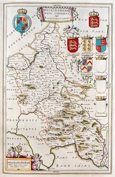 アムステルダム、ウィレム・ブラウ著『Theatrum Orbis Terrarum, sive Atlas Novus』所収のバッキンガム・シャイア。 作： Willem Blaeu