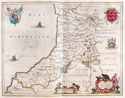 カーディガンシャー、アムステルダム、ウィレム・ブラウ著『Theatrum Orbis Terrarum, sive Atlas Novus』所収 作： ウィレム・ブルー