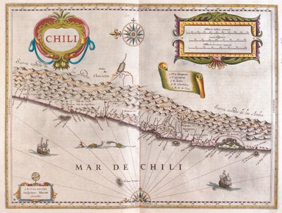 チリ、アムステルダム、ウィレム・ブラウ著『Theatrum Orbis Terrarum, sive Atlas Novus』所収 作： Willem Blaeu