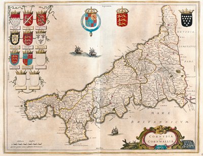 コーンウォール、ウィレム・ブラウ著『Theatrum Orbis Terrarum, sive Atlas Novus』所収、アムステルダム 作： Willem Blaeu