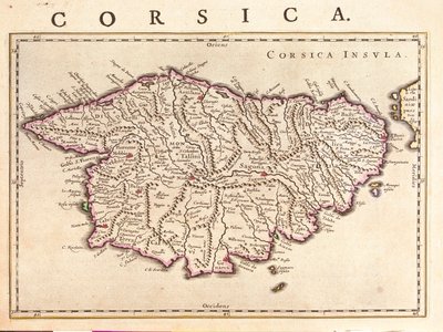 コルシカ島、ウィレム・ブラウ作「Theatrum Orbis Terrarum, sive Atlas Novus」、アムステルダム 作： Willem Blaeu