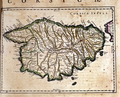 ヴィルヘルム・ブラウのアトラスからのコルシカ島。アムステルダム17世紀。 作： Willem Blaeu