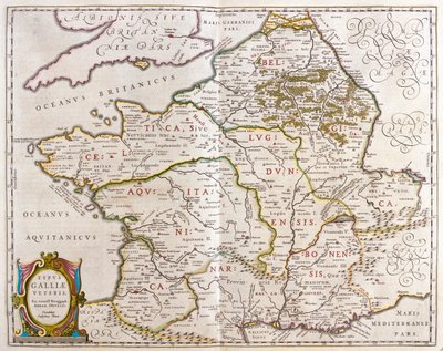 ウィレム・ブラウ著『Theatrum Orbis Terrarum, sive Atlas Novus』（アムステルダム）所収の古代フランスの国々。 作： Willem Blaeu