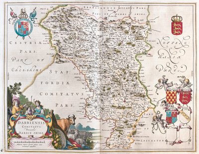 ダービーシャー、アムステルダム、ウィレム・ブラウ著『Theatrum Orbis Terrarum, sive Atlas Novus』所収 作： Willem Blaeu
