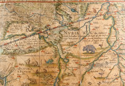 地球儀からのアフリカの詳細1645-48 作： Willem Blaeu