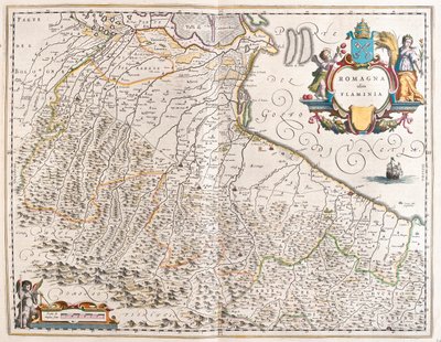 アムステルダム、ウィレム・ブラウの「Theatrum Orbis Terrarum, sive Atlas Novus」に登場するイタリア、エミリア・ロマーニャ州。 作： Willem Blaeu