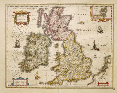 Willem Bleau作「Theatrum Orbis Terrarum」より大英帝国とアイルランド（アムステルダム 作： Willem Blaeu