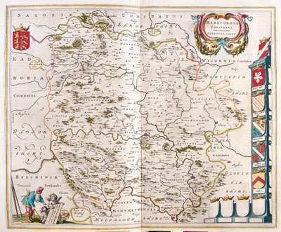ヘレフォードシャー、アムステルダム、ウィレム・ブラウ著『Theatrum Orbis Terrarum, sive Atlas Novus』所収 作： Willem Blaeu