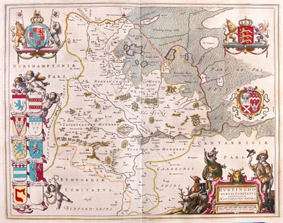 アムステルダム、ウィレム・ブラウ著『Theatrum Orbis Terrarum, sive Atlas Novus』所収のハンティントン・シャイア。 作： Willem Blaeu
