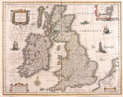 アイルランドとイギリス、ウィレム・ブラウ著『Theatrum Orbis Terrarum, sive Atlas Novus』（アムステルダム）所収 作： Willem Blaeu