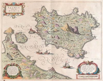 ウィレム・ブラウ作「Theatrum Orbis Terrarum, sive Atlas Novus」（アムステルダム）所収のイスキア島（イタリア 作： ウィレム・ブルー