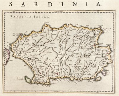 アムステルダム、ウィレム・ブラウ作「Theatrum Orbis Terrarum, sive Atlas Novus」に描かれたイタリア、サルデーニャ島 作： Willem Blaeu