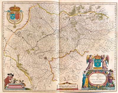 アムステルダム、ウィレム・ブラウ作『Theatrum Orbis Terrarum, sive Atlas Novus』所収のフランス島。 作： Willem Blaeu