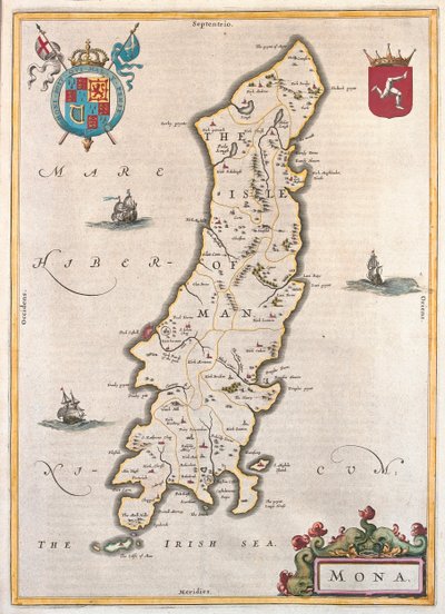マン島、アムステルダム、ウィレム・ブラウ著『Theatrum Orbis Terrarum, sive Atlas Novus』所収 作： Willem Blaeu