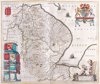 アムステルダム、ウィレム・ブラウ著『Theatrum Orbis Terrarum, sive Atlas Novus』所収のリンカーンシャイア。 作： Willem Blaeu