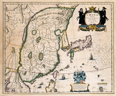 中国、日本、韓国の地図。(エングレーヴィング 作： Willem Blaeu