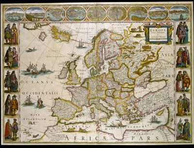 ヨーロッパの地図。(エングレーヴィング 作： Willem Blaeu
