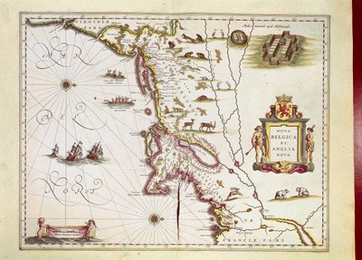 Willem Janszoon Blaeuによるノバ・ベルギカ（ニュー・ベルギー）とアングリア・ノバ（ニュー・イングランド）の地図。 作： Willem Blaeu