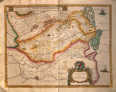 Willem BlaeuによるRegionum Italiaeからのイタリア、ロビゴとその周辺の地図。 作： Willem Blaeu