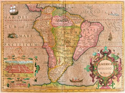 南アメリカの地図（彫刻 作： Willem Blaeu