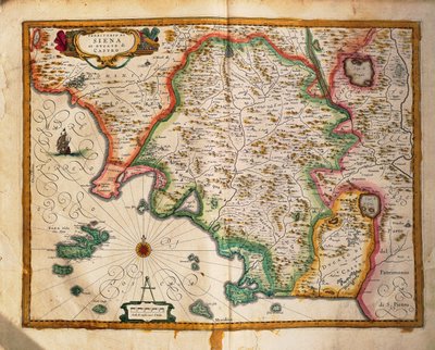 Willem BlaeuのRegionum Italiaeに掲載されているシエナの周辺地図。 作： Willem Blaeu