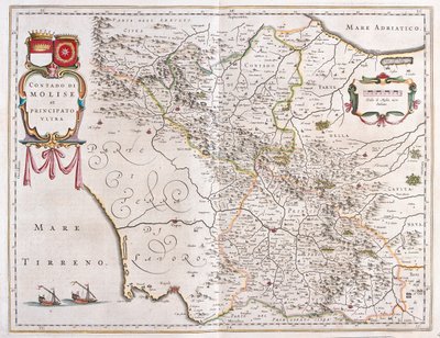 ウィレム・ブラウ著「Theatrum Orbis Terrarum, sive Atlas Novus」（アムステルダム）所収、モリーゼ、ベネヴェント、アヴェッリーノ、イタリア 作： ウィレム・ブルー