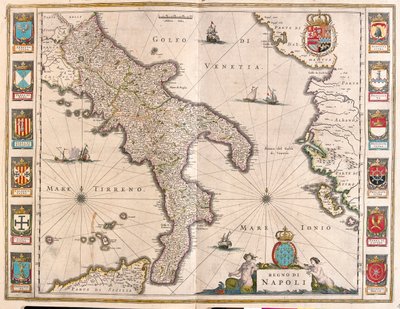 アムステルダム、ウィレム・ブラウ作『Theatrum Orbis Terrarum, sive Atlas Novus』所収、イタリア、ナポリ 作： Willem Blaeu