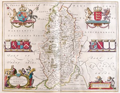 ノッティンガム・シャイア（アムステルダム、ウィレム・ブラウ著『Theatrum Orbis Terrarum, sive Atlas Novus』所収 作： ウィレム・ブルー