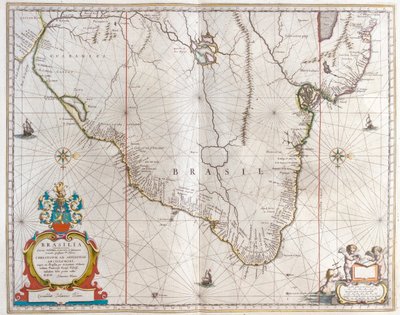 パラグアイ、ボリビア、ブラジル（アムステルダム、ウィレム・ブラウ著『Theatrum Orbis Terrarum, sive Atlas Novus』所収 作： Willem Blaeu