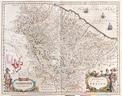 イタリア、ペーザロとウルビーノ（アムステルダム、ウィレム・ブラウ著『Theatrum Orbis Terrarum, sive Atlas Novus』所収 作： ウィレム・ブルー