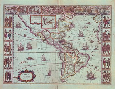 南アメリカの地図を描いたプレート 作： Willem Blaeu